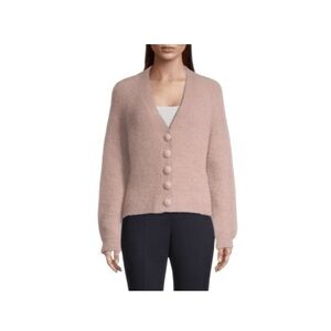 Elie Tahari Blush Pink 100% Alpaca Button-Front V-Neck Cardigan
